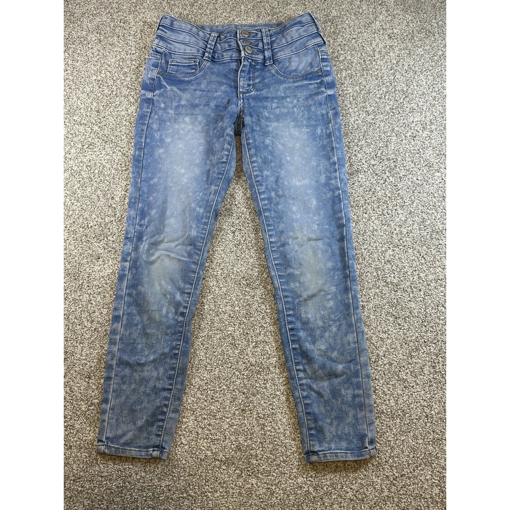Mudd Girls Mid-Rise Straight Jeans Blue Denim Size 10 Stretch Pockets Acid Wash